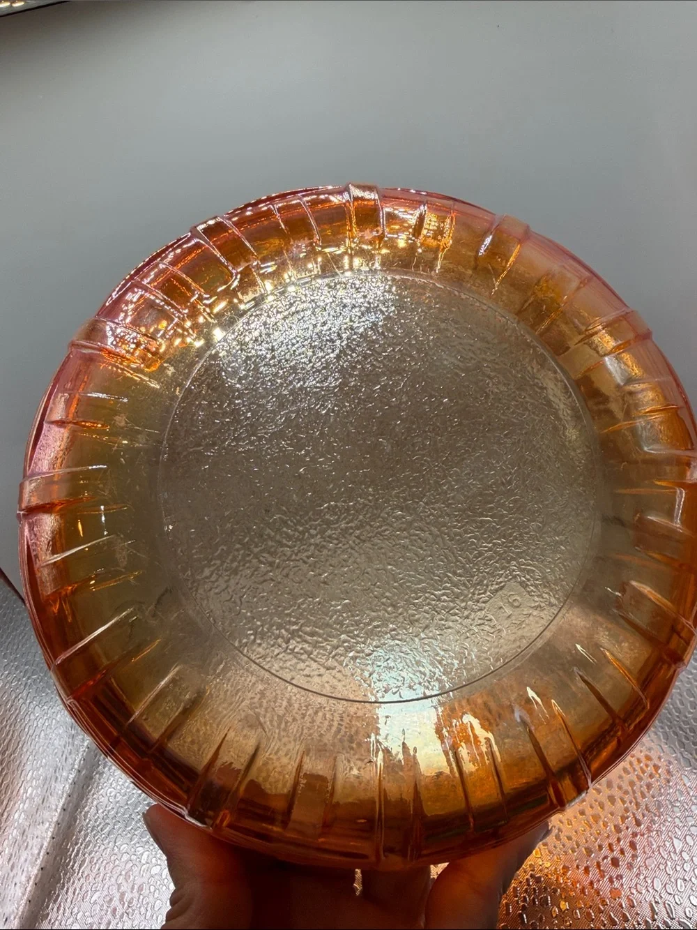 Vintage Fenton Iridescent Orange Carnival Glass Bowl